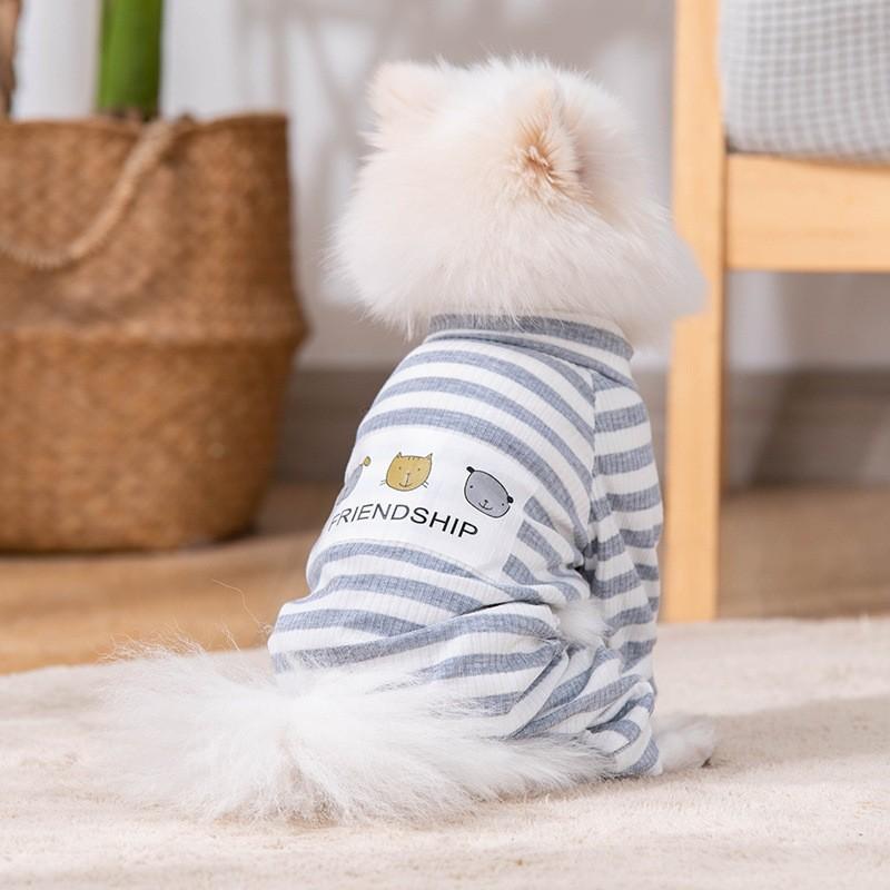 

Пижамы для домашних животных, весенне-летняя одежда в тонкую полоску, одежда для маленьких собак, одежда для домашних животных L