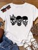 Modisches T-Shirt mit Rundhalsausschnitt und drei Totenköpfen Harajuku Ärmel T-Shirt Kleidung Street Tops T-Shirts Ästhetische Kleidung