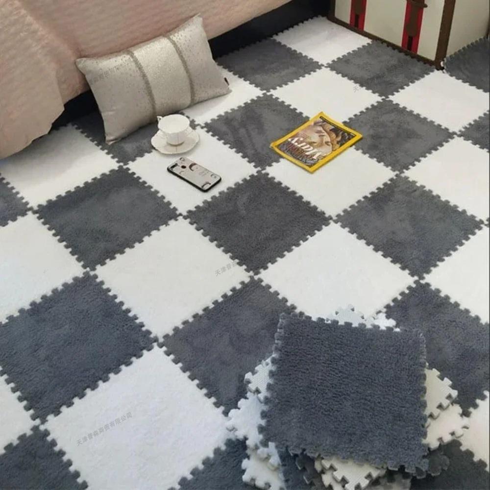 10 шт. Плюшевый детский игровой коврик 30x30 см Мягкий коврик-пазл для ползания Соединяющийся напольный ковер-мат для детской комнаты, детской, спальни