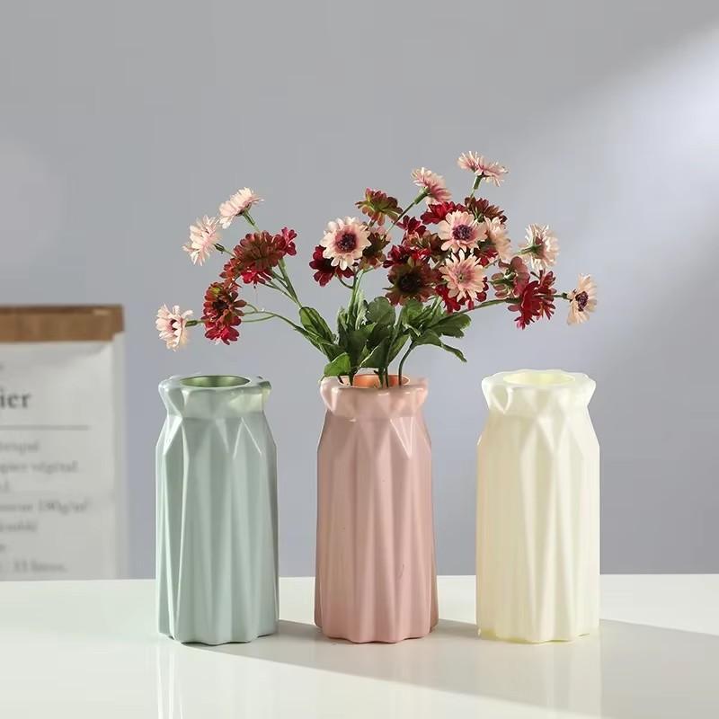 Originality Plastic Vase White Imitation Ceramic Flower Pot Flowering Basket Flowers Vases Decoration Home Nordic Pretty Decor