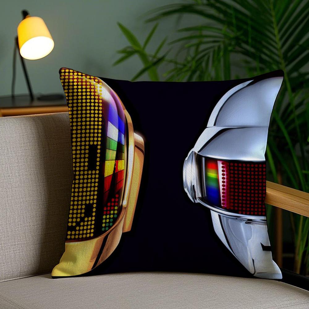 Band D-Daft Punk Cushion Cover Soft Short Plush Double-Sided Printing Home Decor Machine Washable Pillow Case Gift