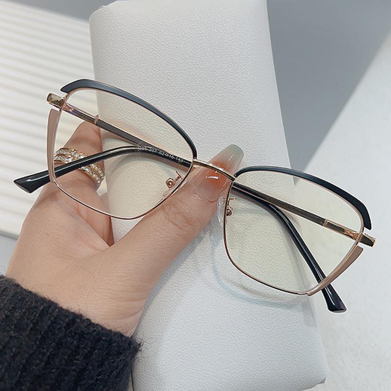 New Fashionable Flat Mirror Retro Metal Frame Optical Mirror Men's And Women's Anti Blue Light Glasses 66603