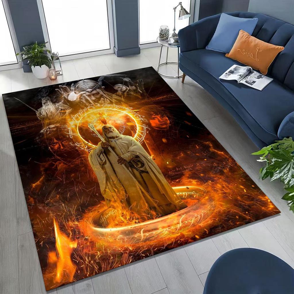 3D L-Lord of The Rings H-Hobbit Movie Board Rug for Bedroom Living Room Sofa Home Doormat Decor, Large Kids Non-slip Floor Mat