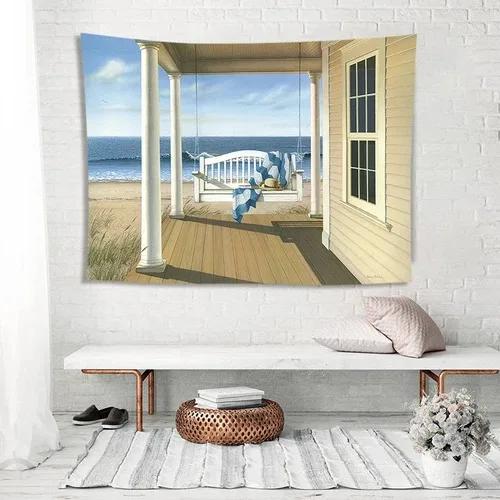 

Морской пейзаж Отпуск Узор Подвесная Ткань Украшение Стены Дома Гобелен Спальня Гостиная Гобелен 100x75cm
