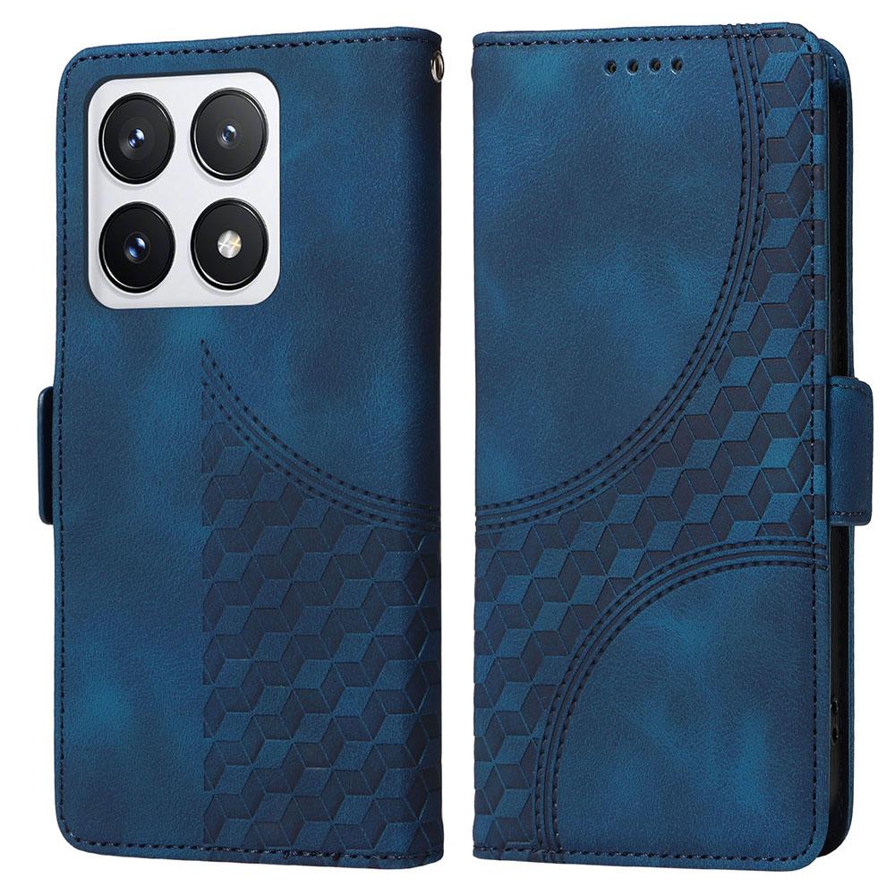 

Чехол для Xiaomi 14T Pro из ПУ кожи с ромбовидным звездным тиснением Blue