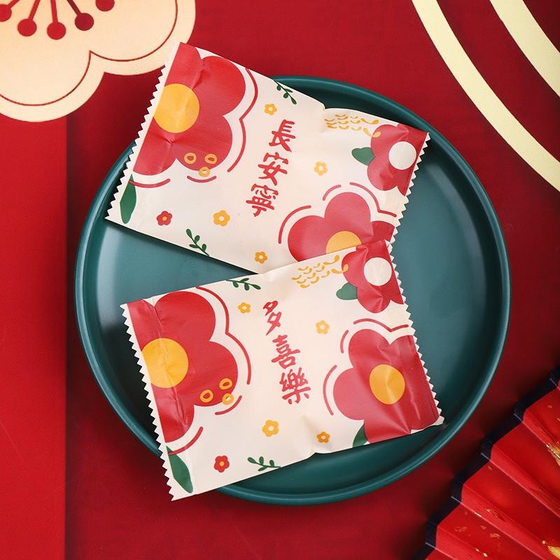 100 Stück 7x9,5cm Chinesisches Neujahr Schneeflocke Knusprige Verpackung Backen Keks Süßigkeiten Maschinengeeignet Versiegelt Event Party Geschenktüten