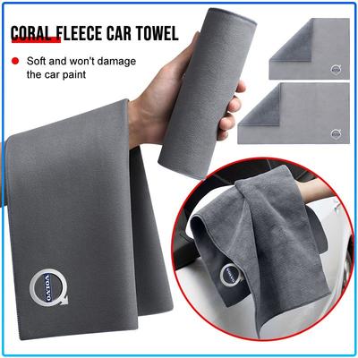 For XC90 XC60 XC70 XC40 V90 V60 V40 C70 C30 S80 Suede Double-Faced Car Towels Cleaning Drying Cloth with Car Cleaning Brush Car Tools