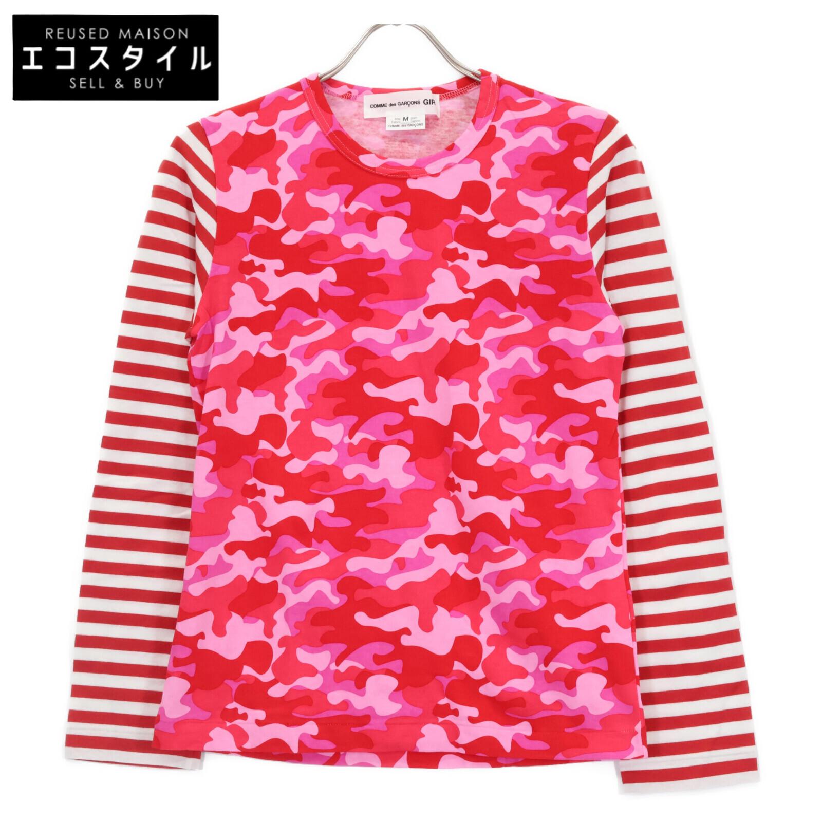 

COMMEdesGARCONS GIRL NG-T002 AD2020 2020 Red x Pink Striped Long Sleeve T-Shirt tops M pinkUsed