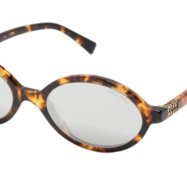 MIU MIU Regard Letter Logo Oval Sunglasses Women Sunglasses Tortoiseshell SMU04Z