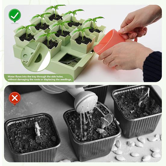 Seeds Starter Tray with 9 Deep Cells Reusable Germination Kit Seedlings Tray with Transplanting