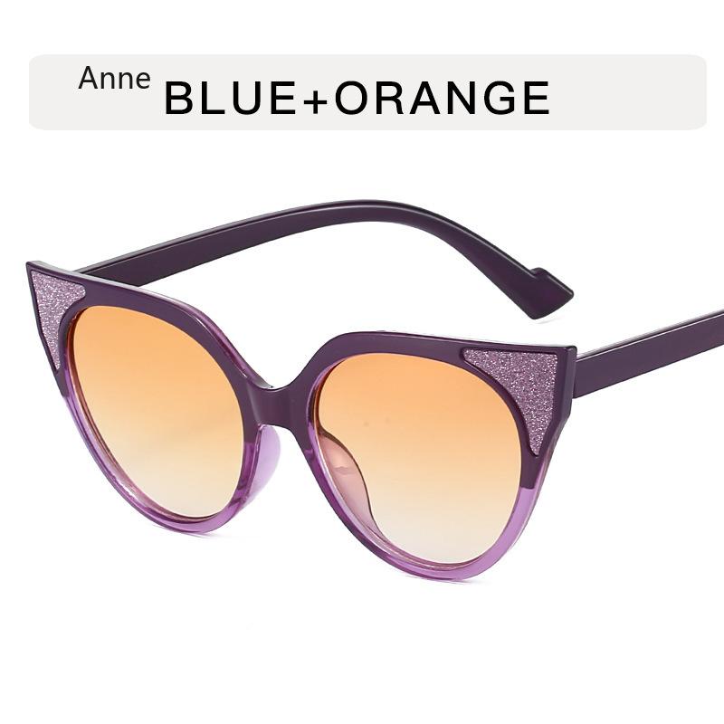 Cat Eye Sunglasses Women  Retro Design Elegant Ladies Half Frame Fashion Italy Sunglasses Female Vintage Eyewear Big