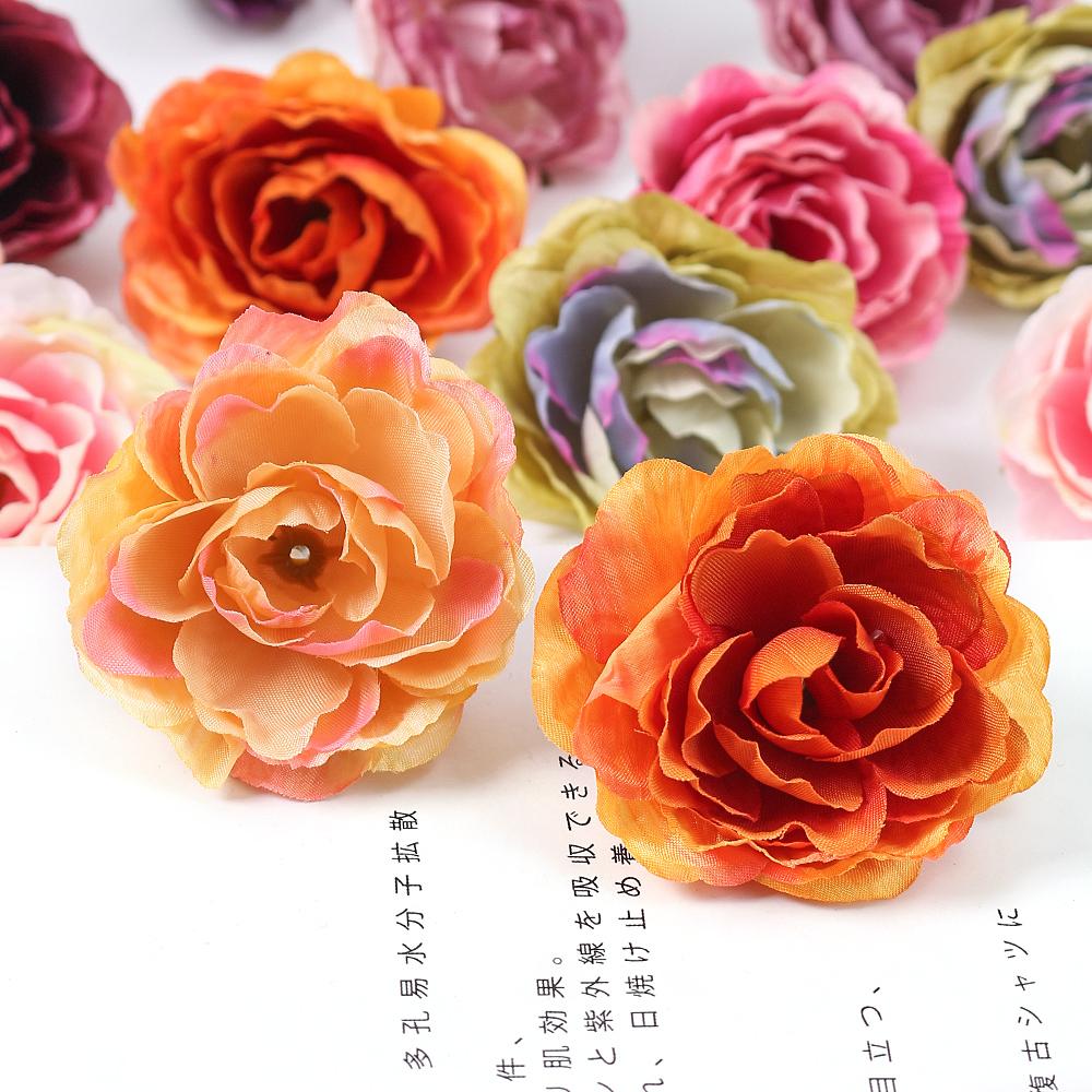 5/10PCs Rose Artificial Flowers 5CM Fake Flowers for Home Room Decor Garden Wedding Marriage Decoration DIY Gifts Accessories