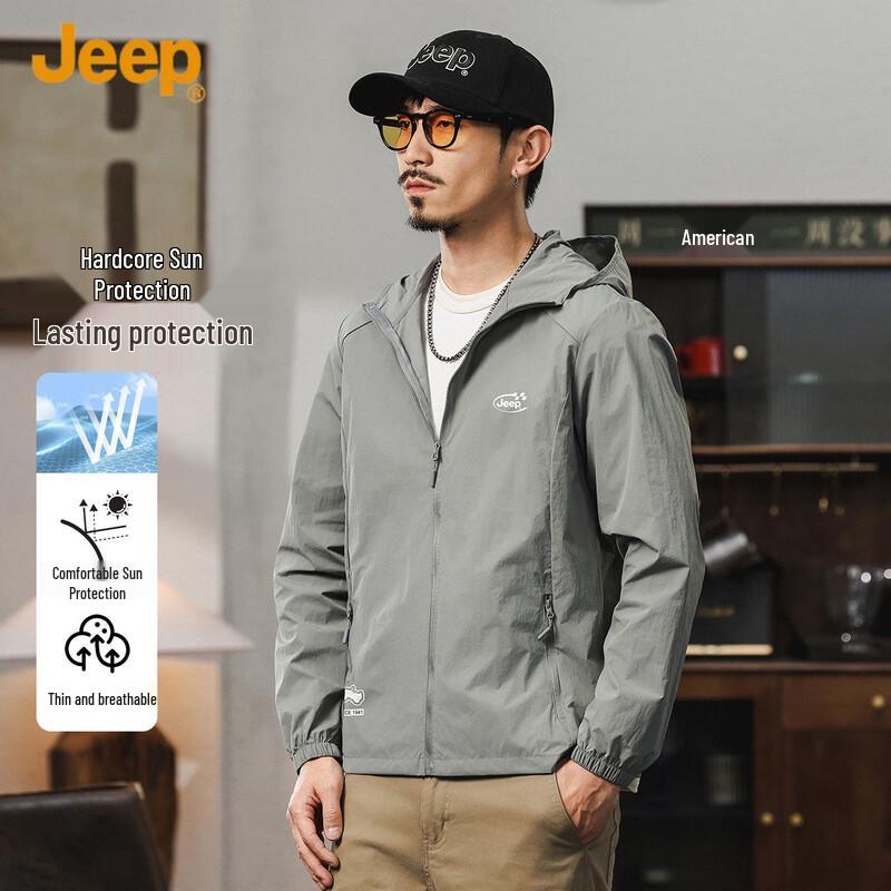 JEEP Men s Summer Lightweight Casual Hooded Outdoor Jacket 5XL