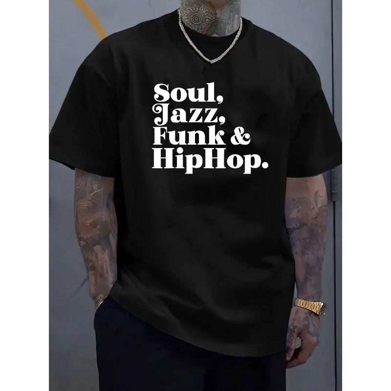 

European sizes Men S Casual Soul, Jazz, Funk & HipHop Graphic T-Shirt - Lightweight, Short Sleeve, Round Neck Tee for Summer 4XL чорний