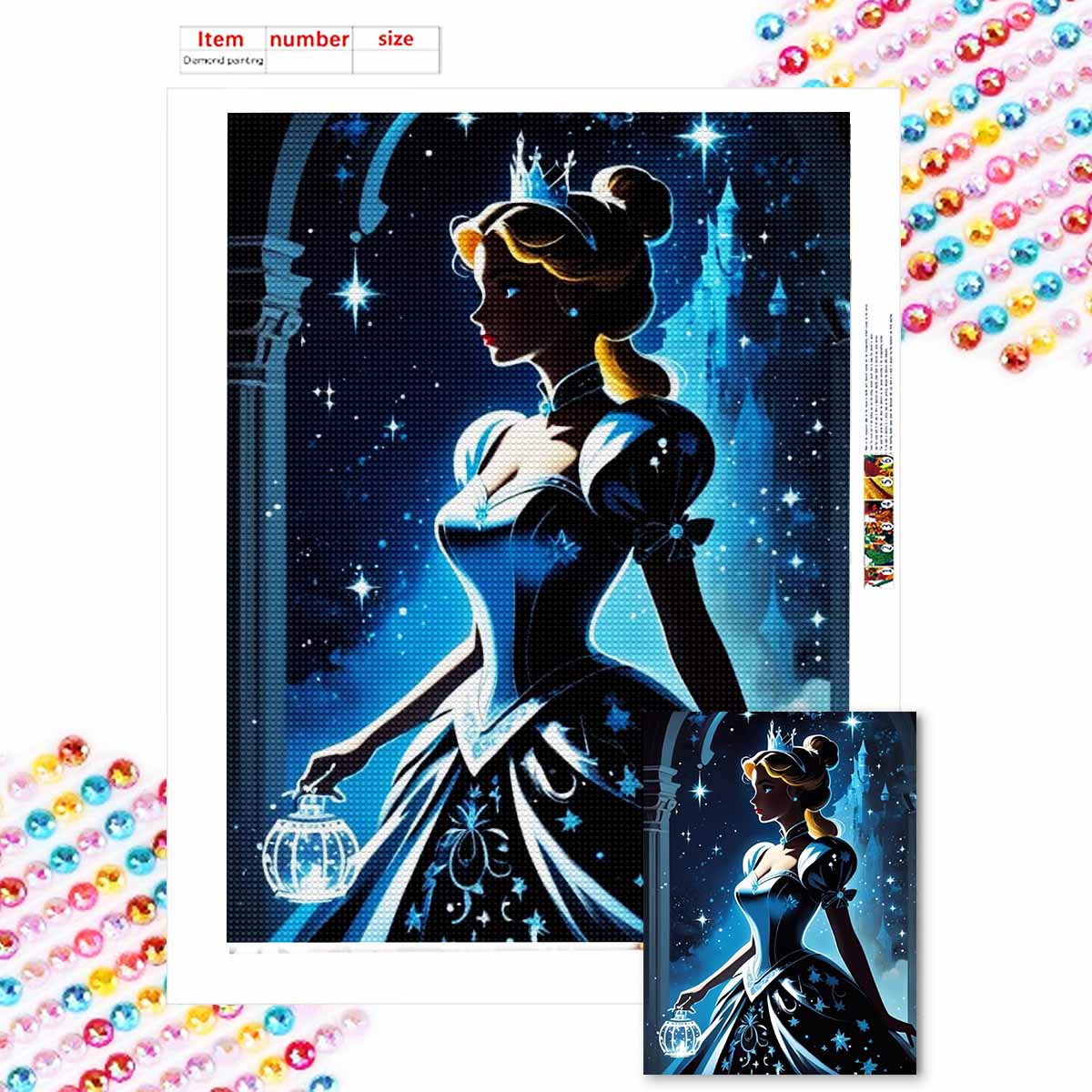 

Сделай сам Алмаз Вид сзади Принцессы Набор для вышивания крестиком Мозаичное искусство Алмазная живопись Полный круглый алмаз Домашнее украшение Round 20x30cm