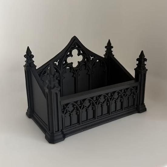 Business Souvenir Holder Gothic Dark Card Holder, 3D Printed Sturdy Organizer Stand, Black Desk for Office Home Desktop Professional Name
