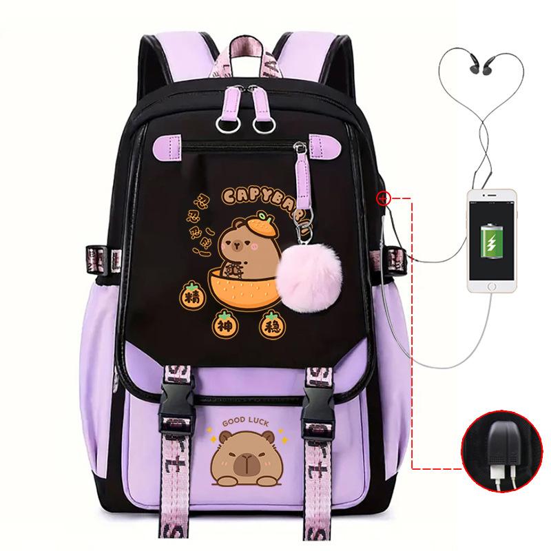 Campus Universal School Bag Kapibara Personality Trend USB Multifunctional Backpack Student New