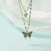 Korean Rhinestone Butterfly Double Layer Necklace - Versatile Cool Aesthetic Clavicle Chain for Women