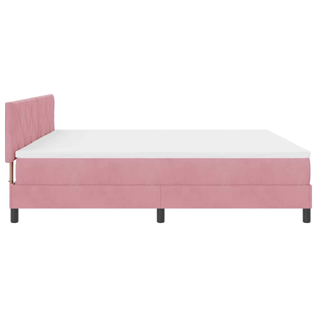 LED Box Spring Bed with LED Light Strips Pink 200 x 200 cm Velvet