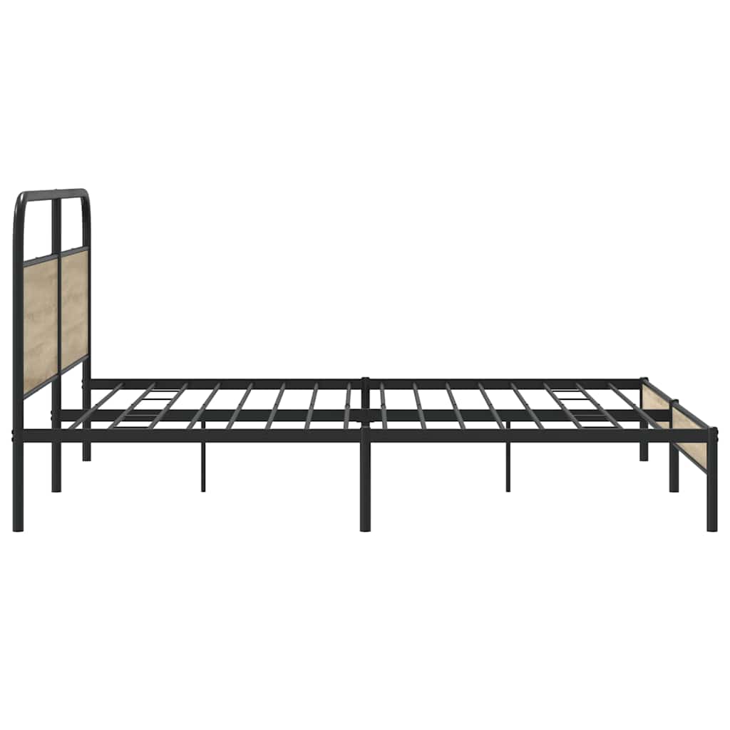 Metal Bed Frame without Mattress Smoked Oak Finish 180 x 200 cm