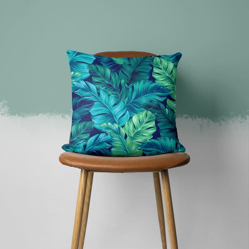 Teal Cushion Cover Leaf Feather Geometric Heart Sofa Pillowcase Bedroom Home Decor Office Decor Accessories 60x60cm50x50cm45x45