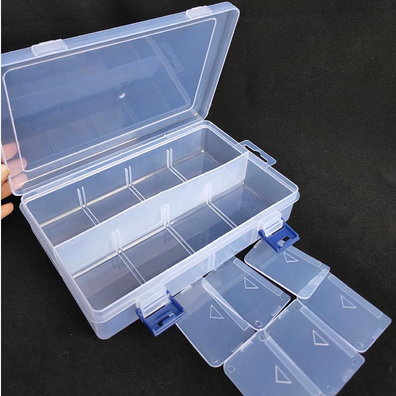 Large 8-Grid Transparent Plastic Storage Box with Double Buckle