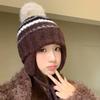 Korean Version of Versatile Knitted Wool Hat for Women In Autumn and Winter Thickened Windproof Ear Protection Hat Cute Wool Ball Warm Lei Feng Hat