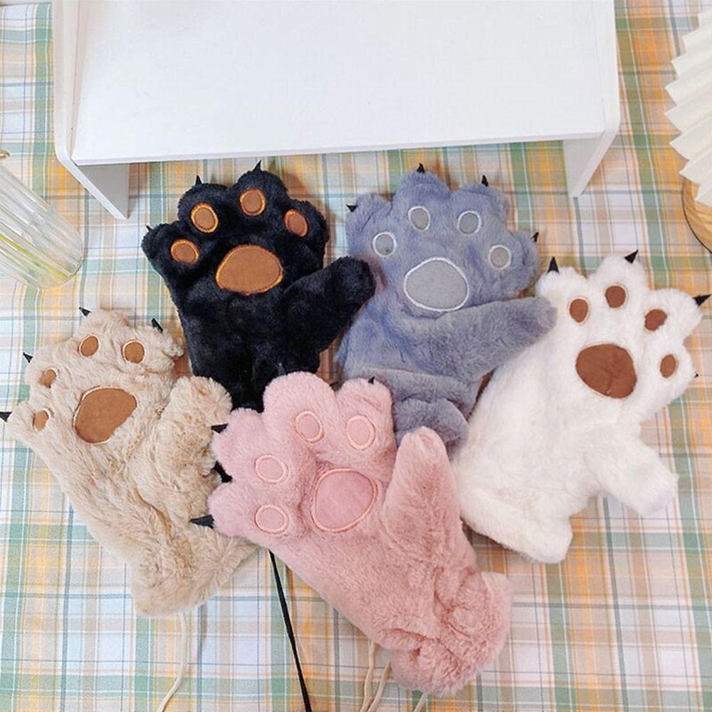 Bear Paw Furry Mittens Warm Cat Paw Gloves Fashion Women Winter Gloves  Outdoor