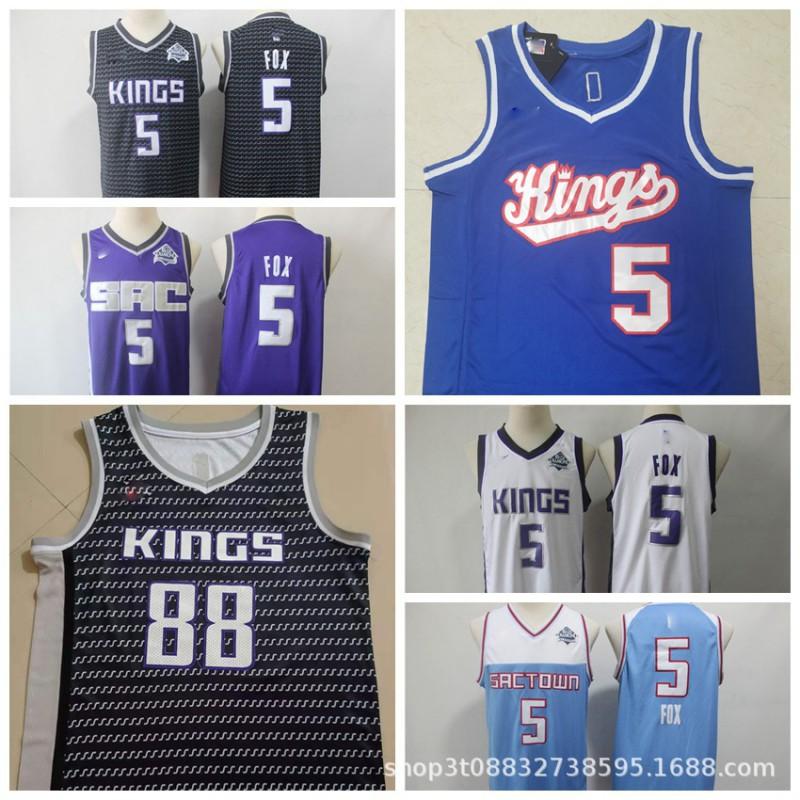 Męska Koszulka do Koszykówki Retro Sacramento Kings Williams 55 Fox 5 Webber 4 Styl Draftu Koszulka Treningowa
