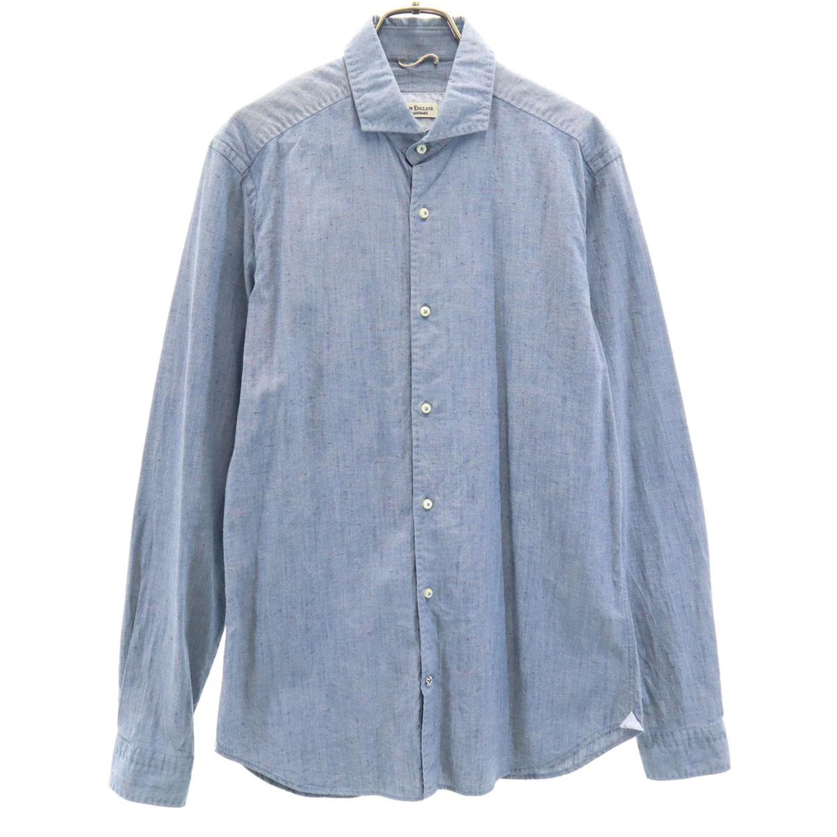 

NEW ENGLAND made in Italy Long sleeve Nep Cotton shirt 38/15 blue Men s Used