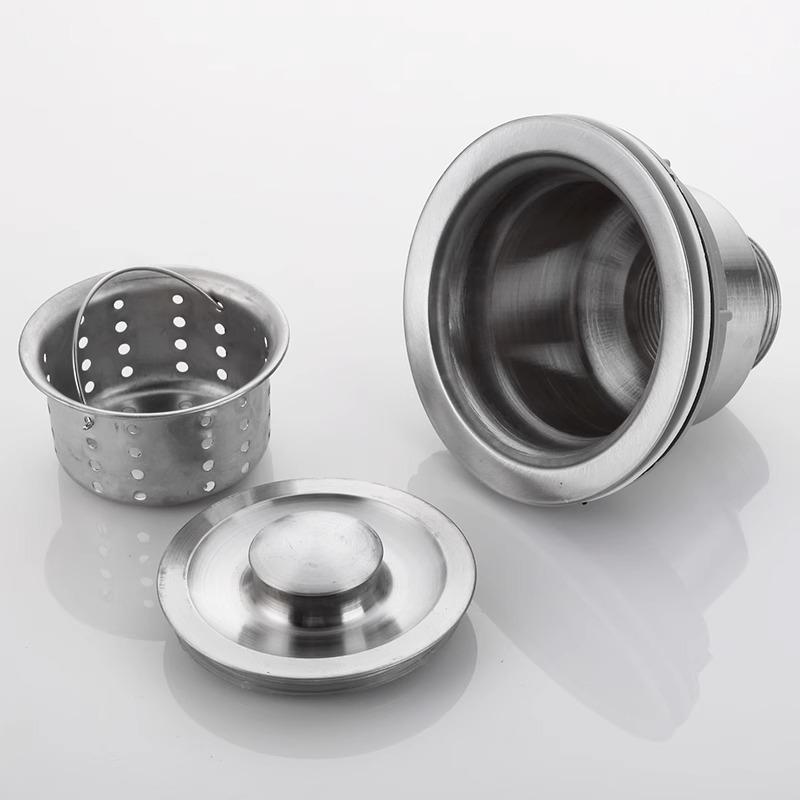 Stainless Steel Kitchen Sink Drainer Set with Leakproof Stopper and Drainage Accessories - 110.