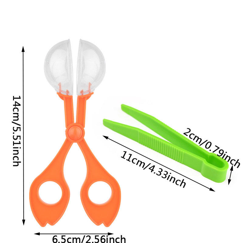 Plastic Scissor Clamp & Tweezers Nature Exploration Toy Kit for Kids Plant Insect Study Tool