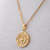 Stainless Steel Vintage Compass Pendant Man Necklace Cuban Style Choker Clavicle Chain Wheat Chain