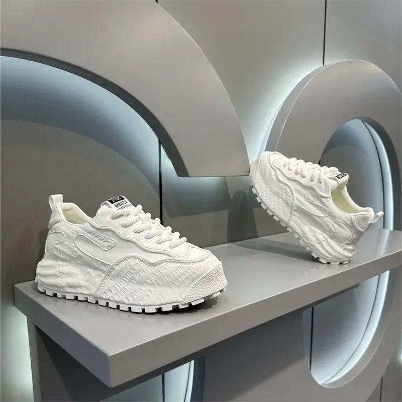 Breathable Leather Slip-On Chunky Sneakers Boys Teens Comfortable Casual Walking Shoes