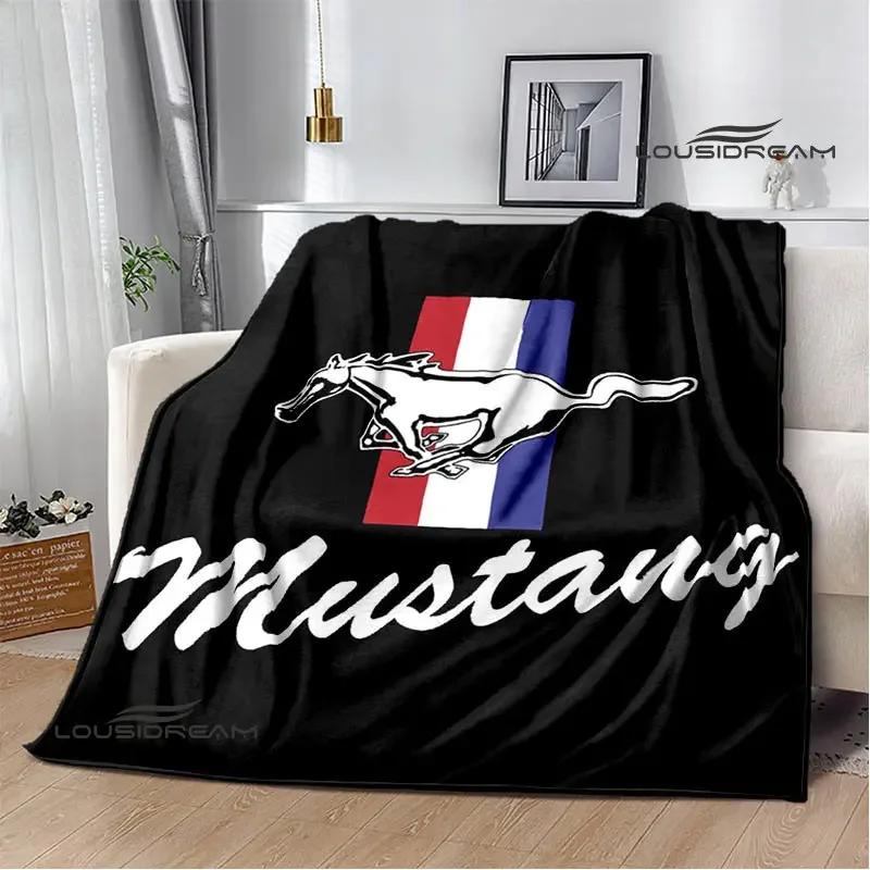 Mustang Car Logo Printed Blanket Flannel Blanket Warm Blanket Blankets for Beds Rainbow Blanket Picnic Blanket Birthday Present