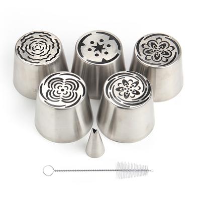 5Pcs Stainless Steel Extra Large Russian Flower Icing Nozzles Set With, Pastry Baking Tips Tools for Cupcakes Bouquet HBLBNOSET7