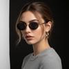 Fashion Small Round Sunglasses Women Retro Oval Frame HD Anti-Glare Alloy Lightweight 6 Colors