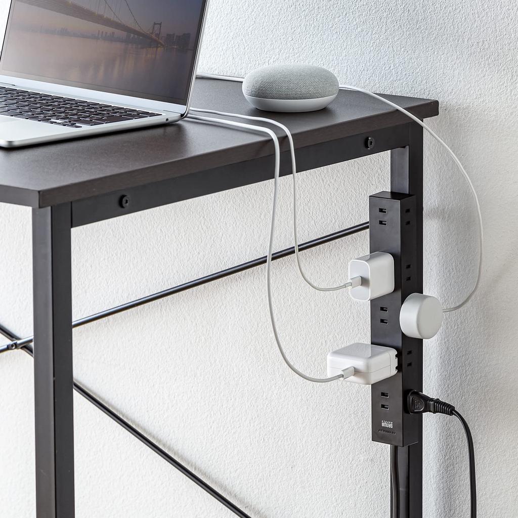 Sanwa Supply Power Strip with 10 Multiple Strong Neodymium Dust Swivel Black Outlets, 2-prong (1m), Outlets, Magnets, Shutters, Plug, TAP-2210-1BK