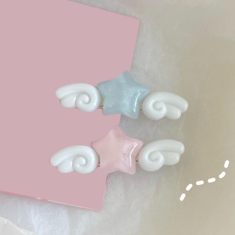 Sweet Duckbill Star Wing Shape Hair Pin Teen Adult Jelly Style Side Hair Clip