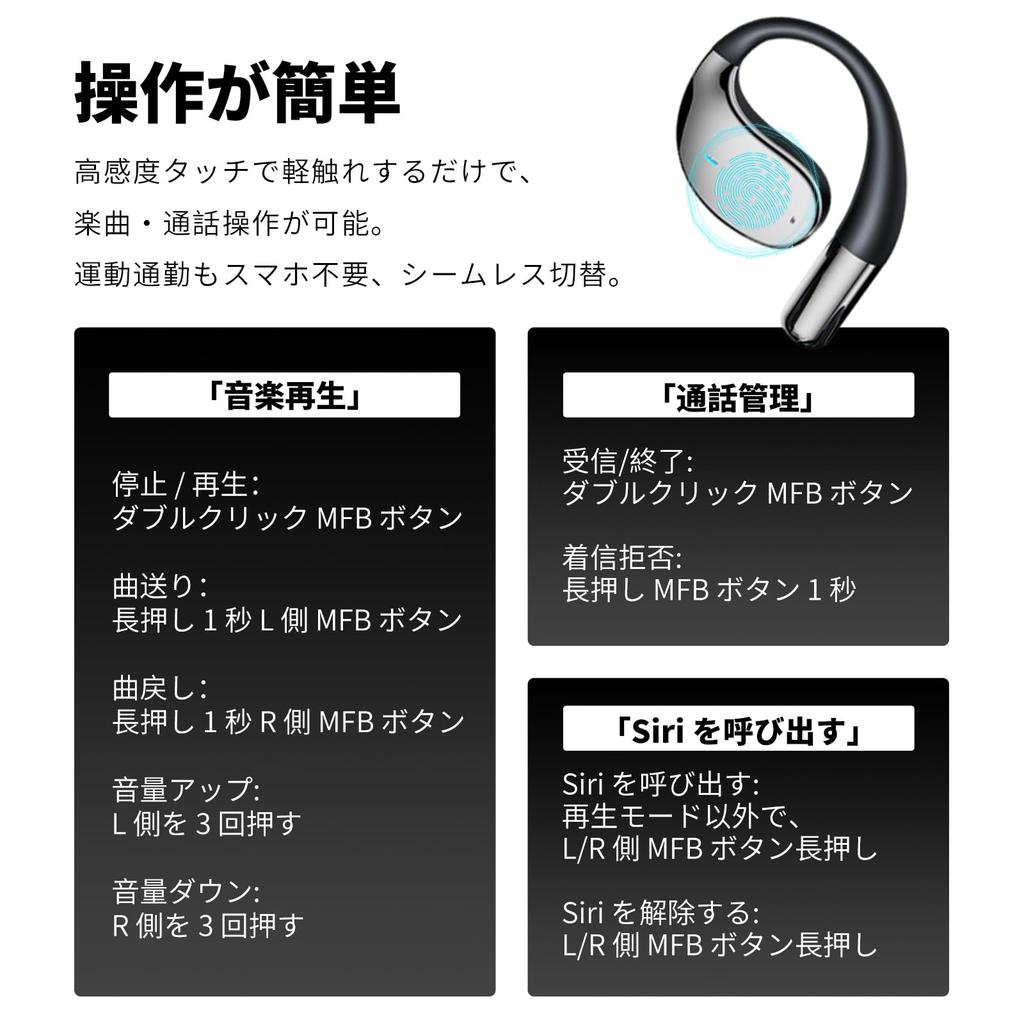 Meisei Shop Wireless Earphones, Ear Cuff Style, Bluetooth 6.1, Over-Ear Earphones, Air Conduction, Noise Cancellation, Open Ear, Type-C, Fast
