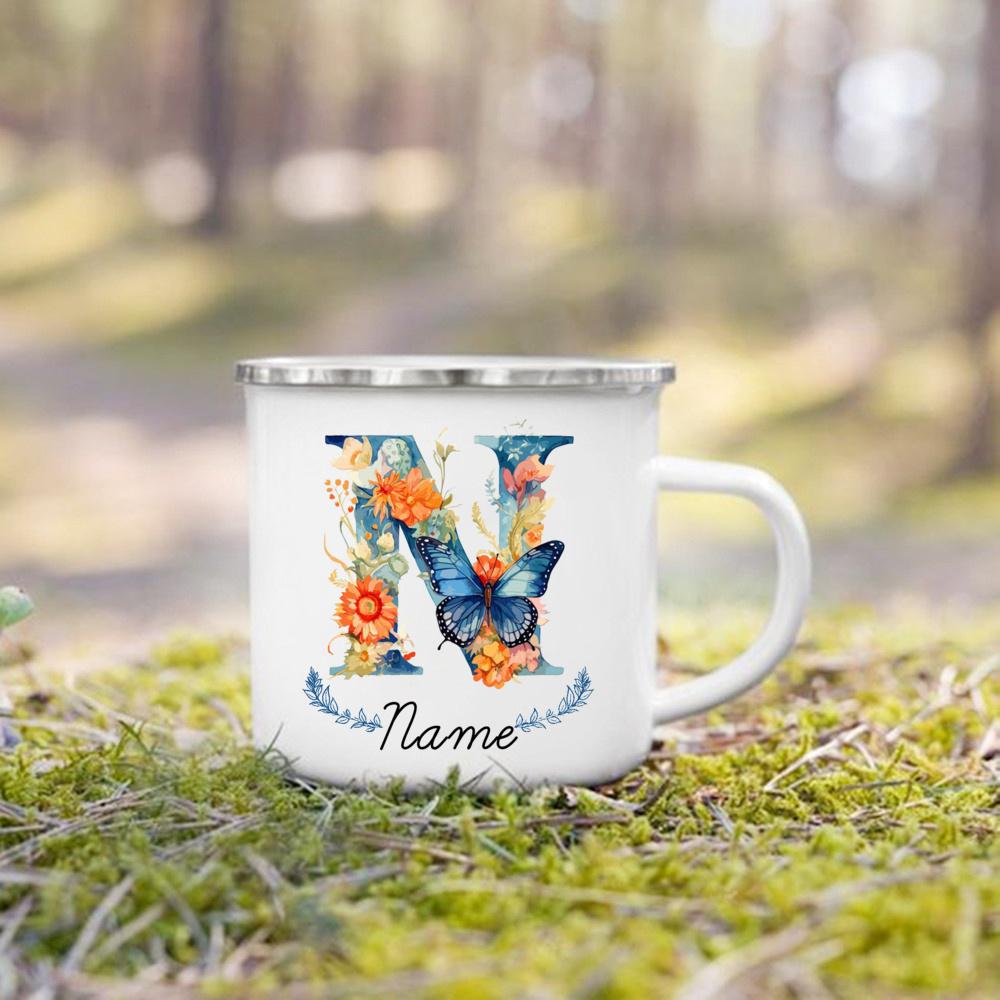 Personalisierte Tasse Floraler Initialen Name Tasse Individuelle Kaffee Heißschokolade Tassen Hochzeit Geburtstag Muttertag Weihnachten Geschenke für Sie