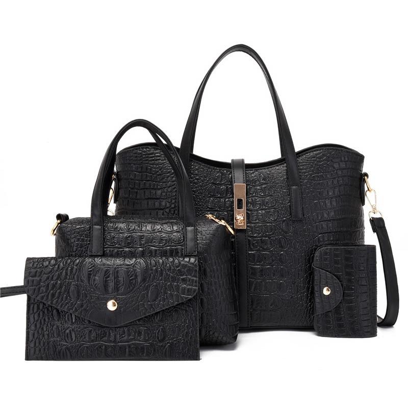 Bag Women's Fashion Women's Shoulder Bag Crocodile Pattern Handbag Crossbody Bag Three-piece Set Mother and Child Bag Hand Carry