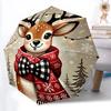 1 Stück Winterhirsch Automatischer Faltregenschirm Kompaktes 8-Rippen-Design, Langlebiger Eisenrahmen für Reisen, Outdoor, a0920091