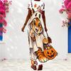 Women Plus Size V Neck Short Sleeve Colorful Printed Long Dress
