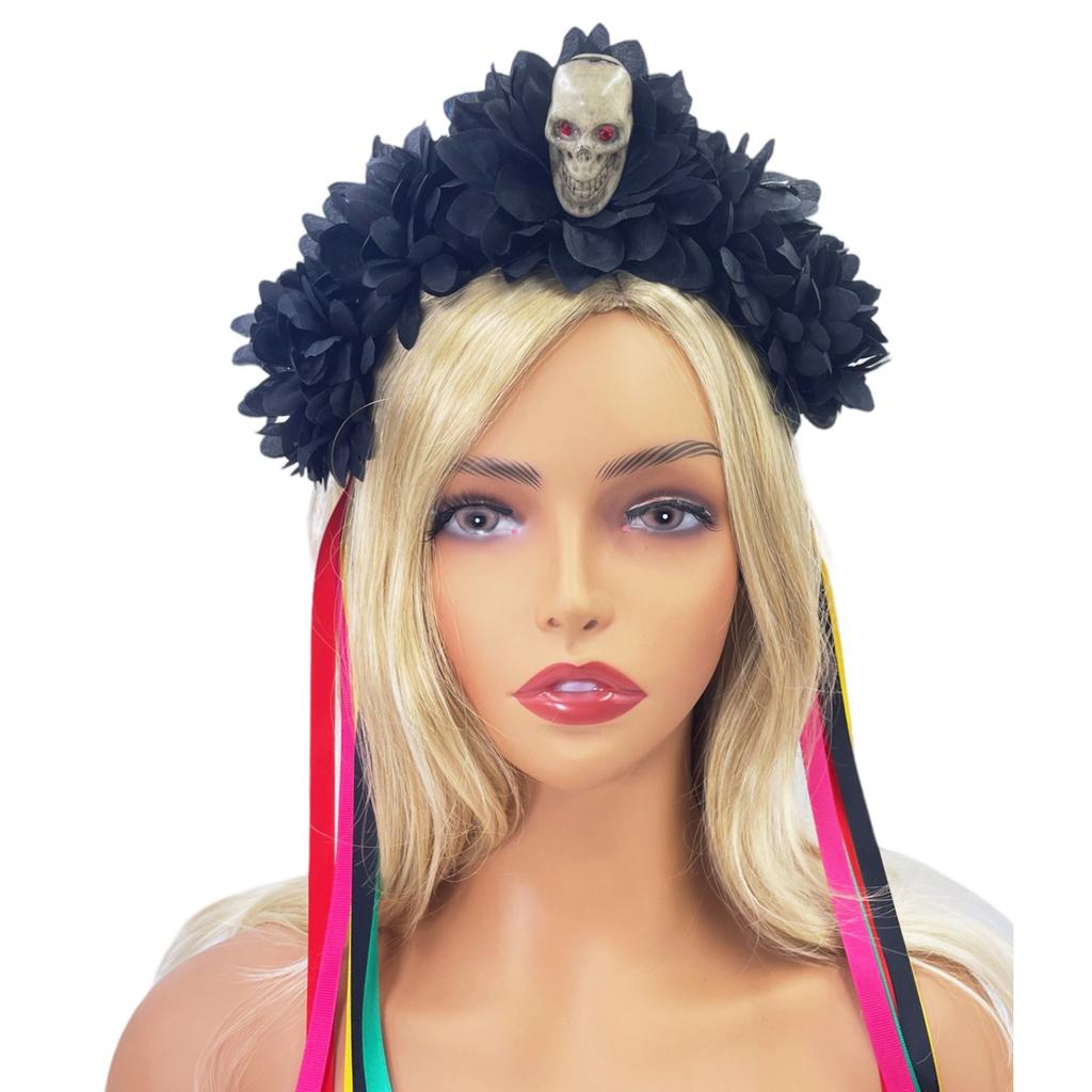 Gothic Skull Witch Party Rose Hair Hoop Halloween Skull Role Play Costume Proms Party Live Show Headwear