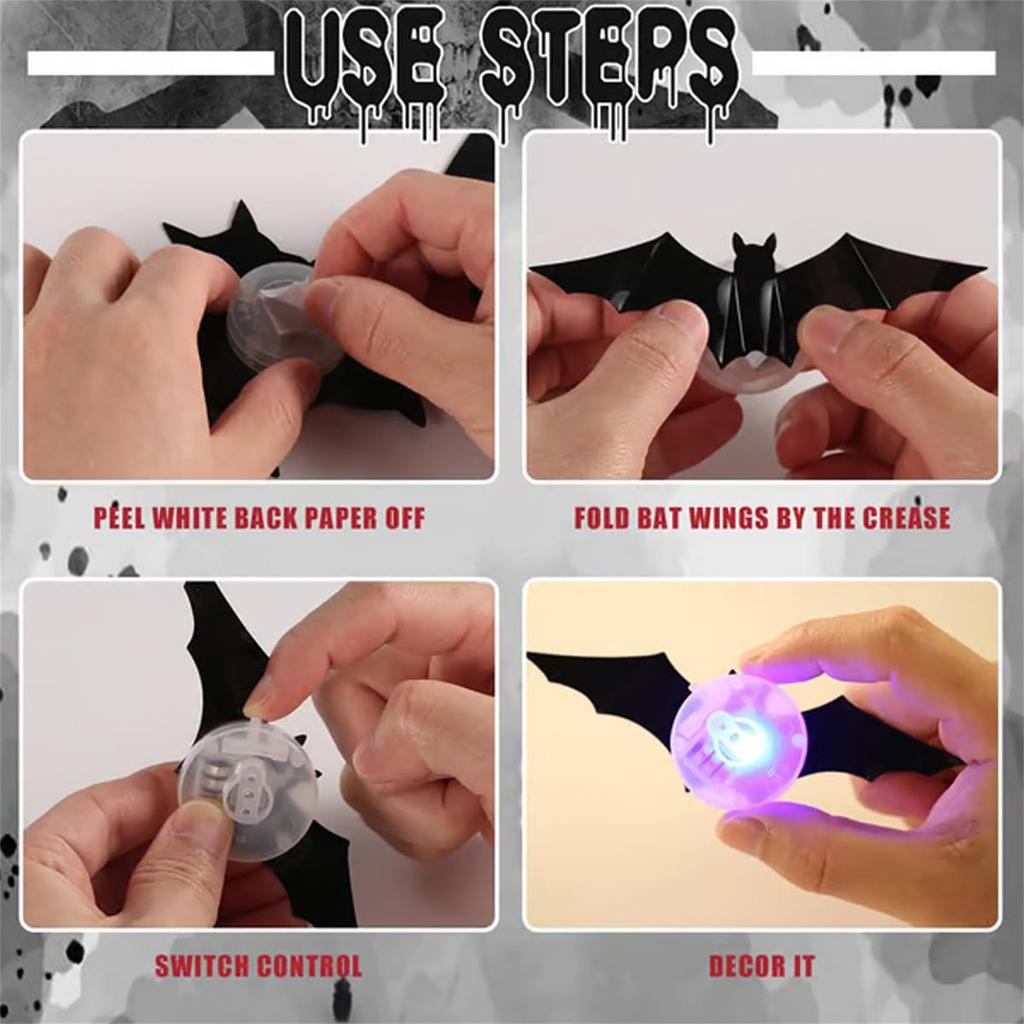 3D Design LED Decoration - Halloween Lighted Stickers Decor Light - Hanging Wall Luminous Glow Clings For Home Bar Halloween Party