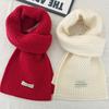 Autumn and Winter Solid Color Coarse Needle Knitted Scarf, Thickened Soft Waxy Warm Wool Scarf Women's Simple Long Scarf