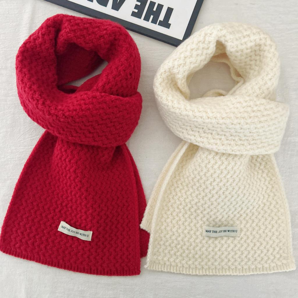 Autumn and Winter Solid Color Coarse Needle Knitted Scarf, Thickened Soft Waxy Warm Wool Scarf Women's Simple Long Scarf