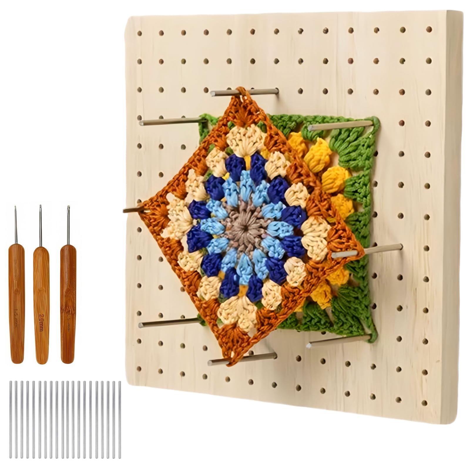 

OmiAskwa Деревянная доска для блокировки вязания включает 3 крючка для вязания крючком и 20 шт. из нержавеющей стали для ручной работы, инструмент для начинающих, доска, инструмент, (1.5/2.0/2.5мм) Стержни,