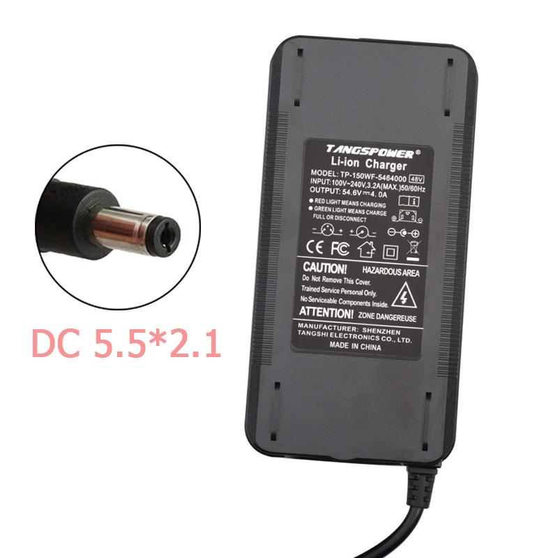 54.6V 4A Smart Lithium Battery Charger For 13Series 48V Li-ion Battery Fast Charging Charger With DC 5.5x2.1 Connector With Fan